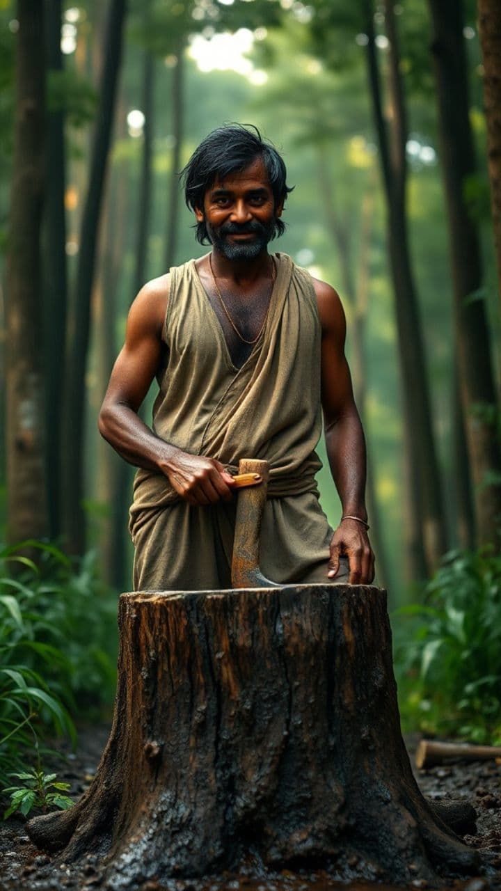 Forest Woodsman in Rain