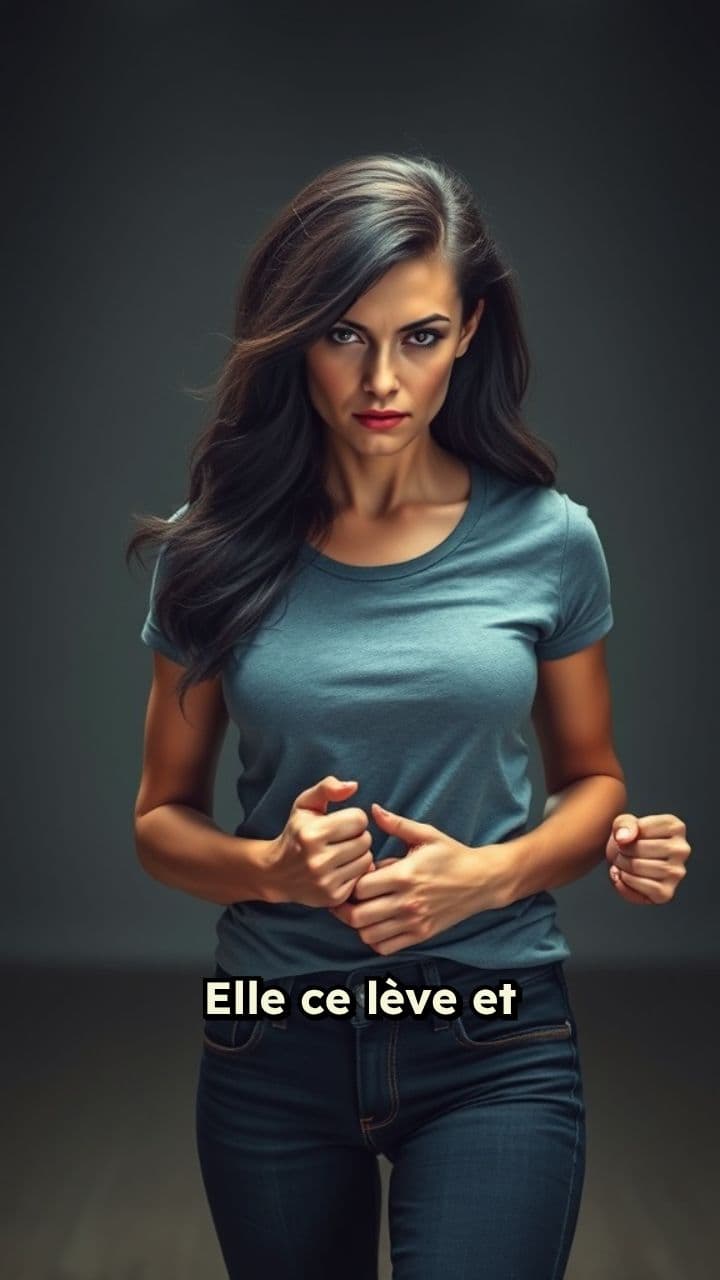 Elle secoue sa poitrine rageusement