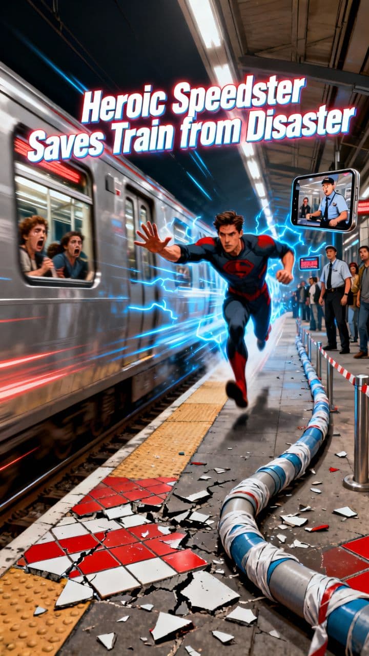 Heroic Speedster Saves Train from Disaster