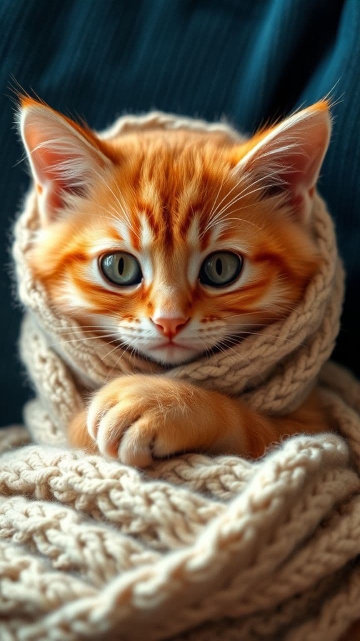 Sad Cat in a Blanket