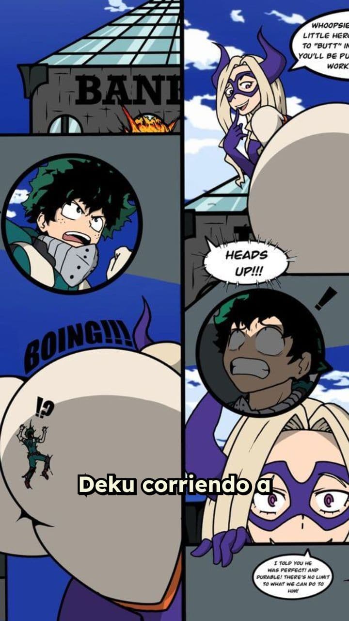 Deku atrapado entre gigantes heroínas