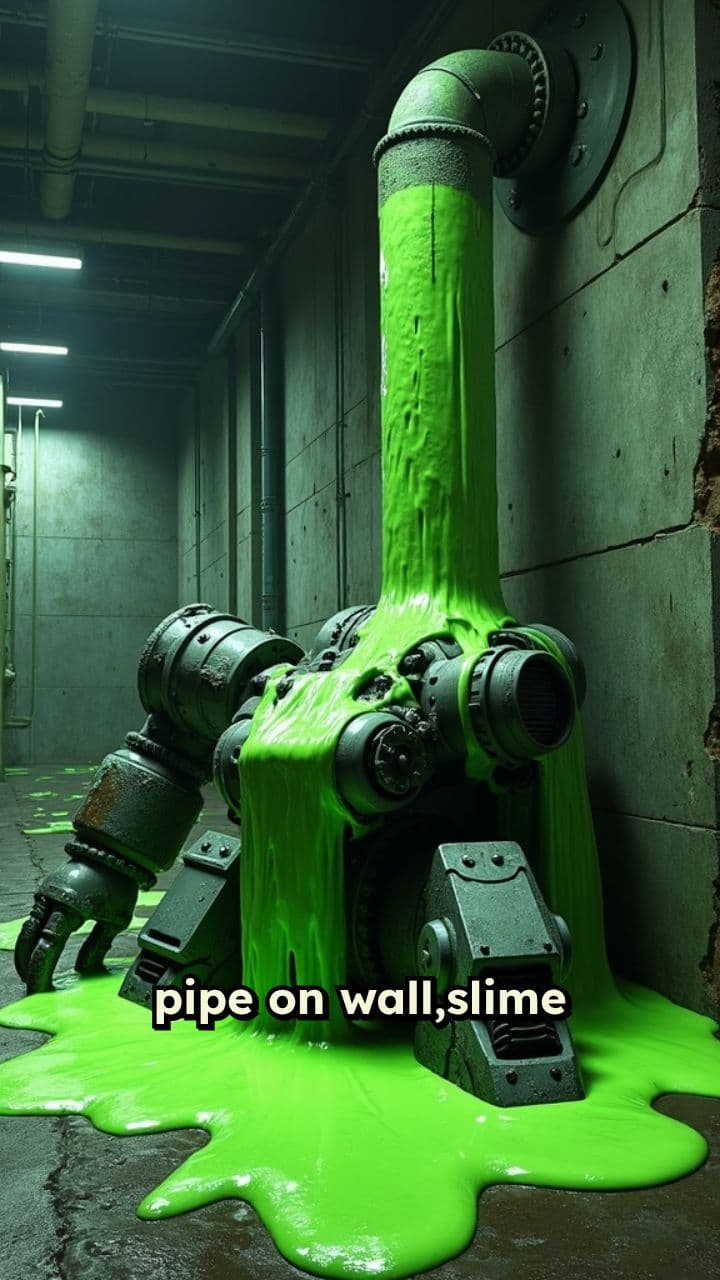 Slime Engulfs Mecha from Pipe