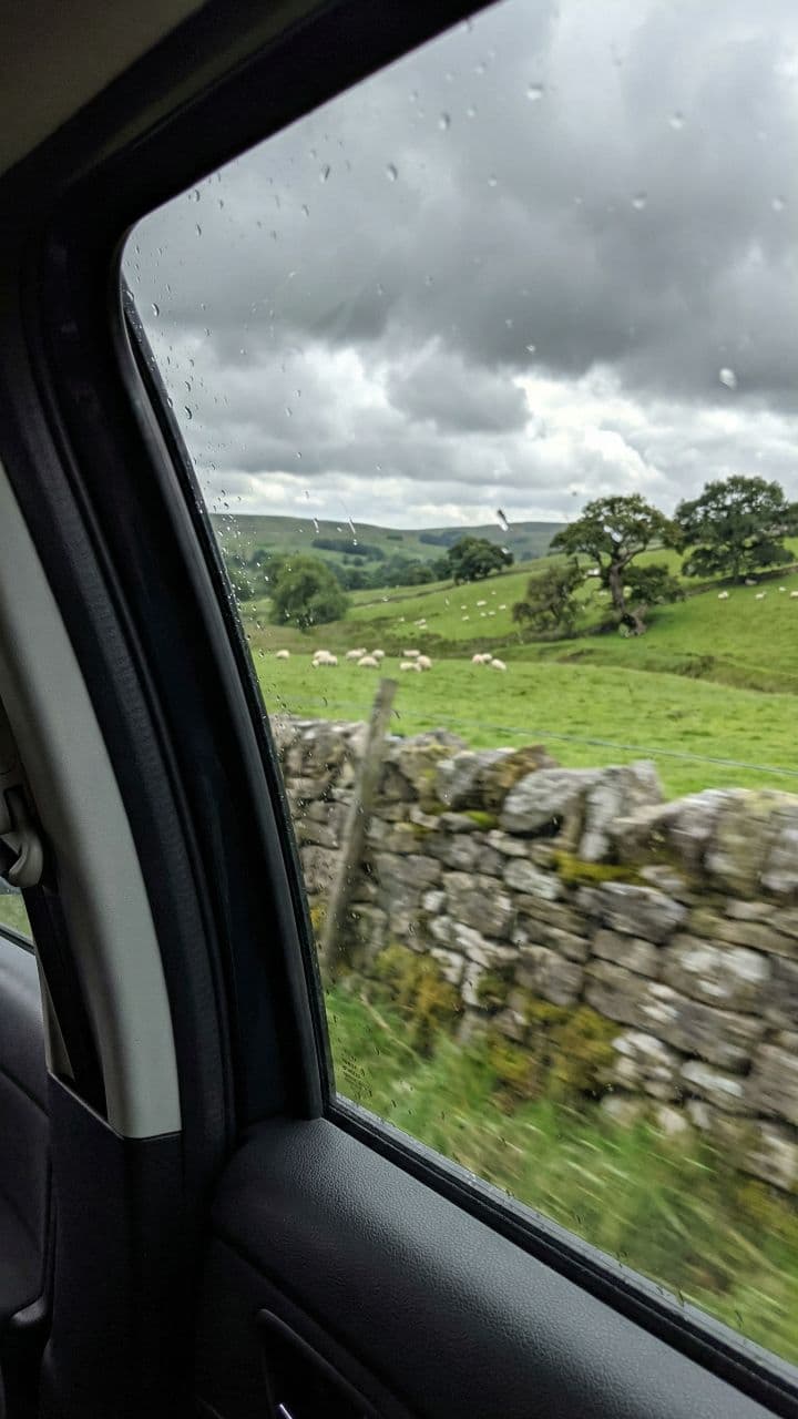 UK Countryside Car Window View