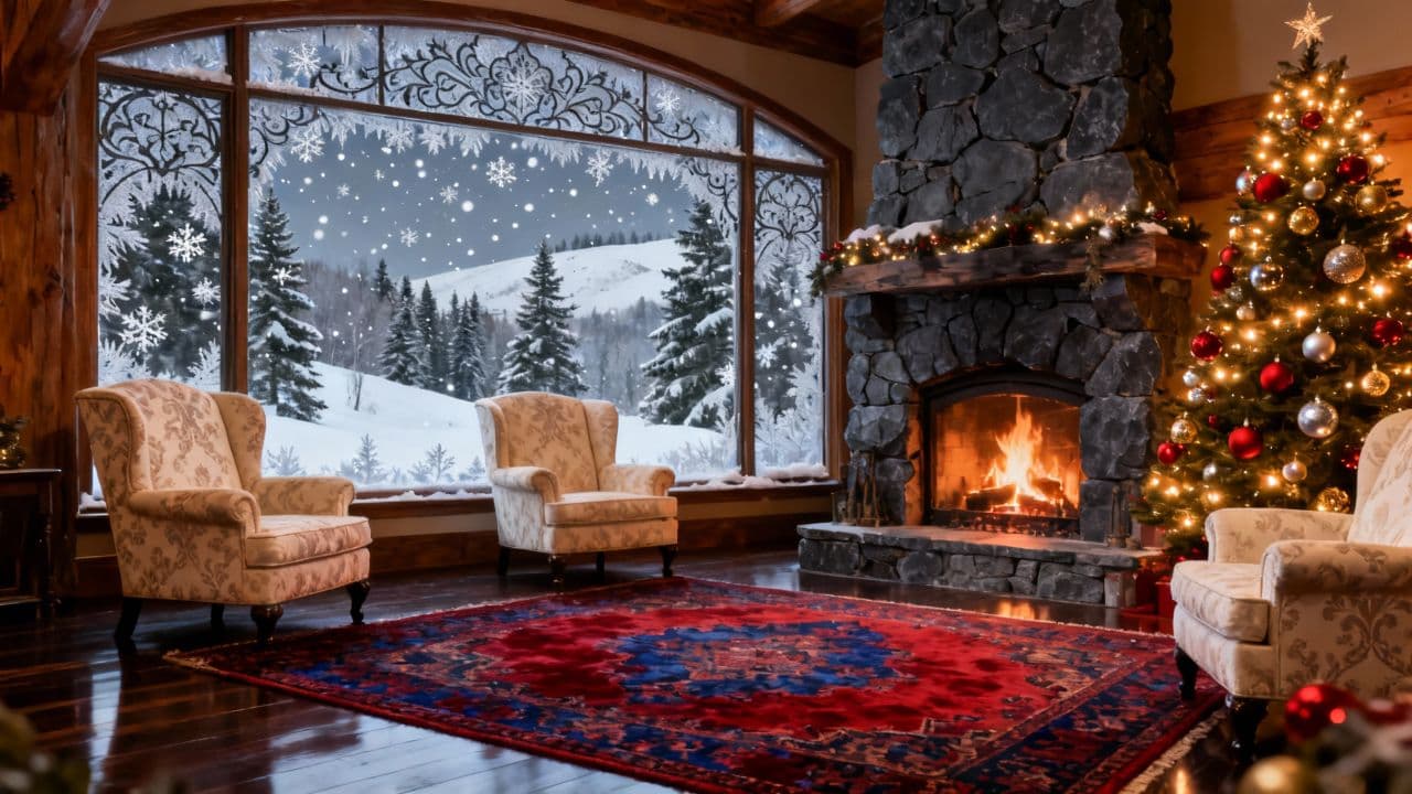 Christmas Living Room Snowfall