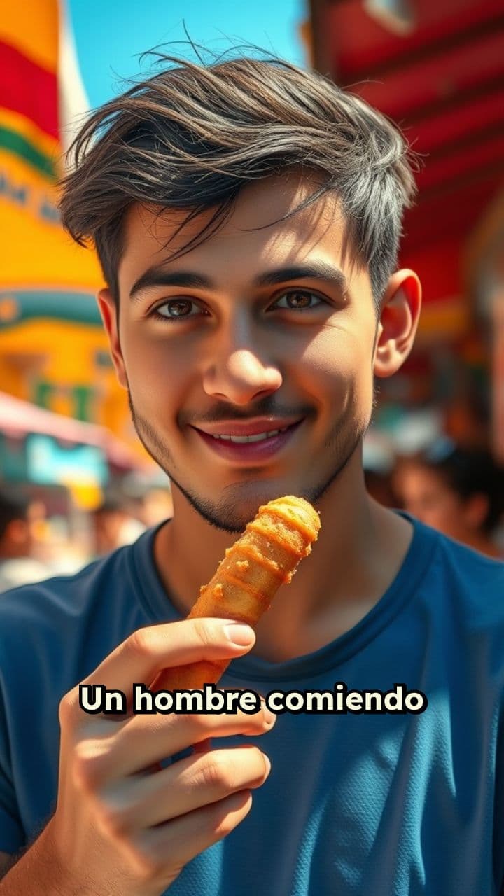 Hombre disfrutando churros Yumy