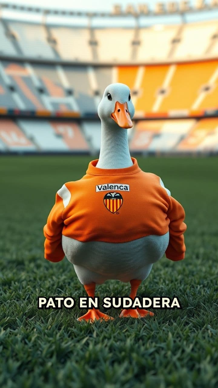 Pato con sudadera del Valencia