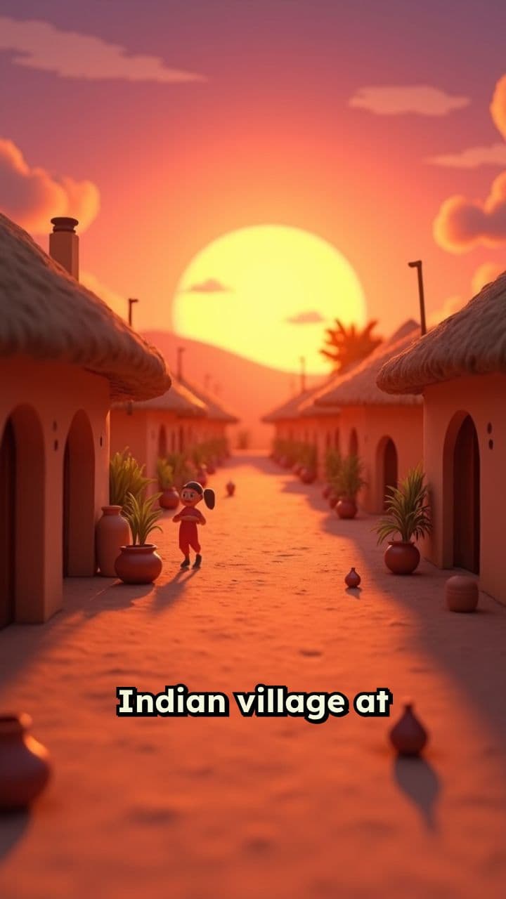 Sunset Laughter in an Indian Village