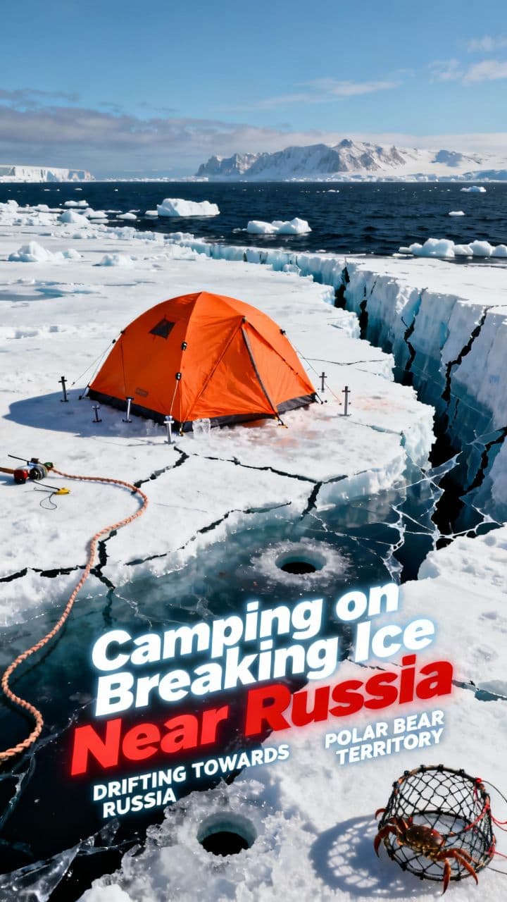 Camping on Breaking Ice Near Russia