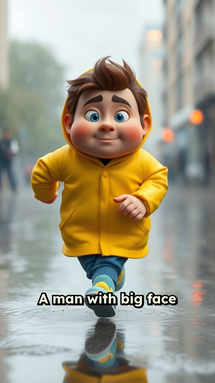 Man Running in the Rain