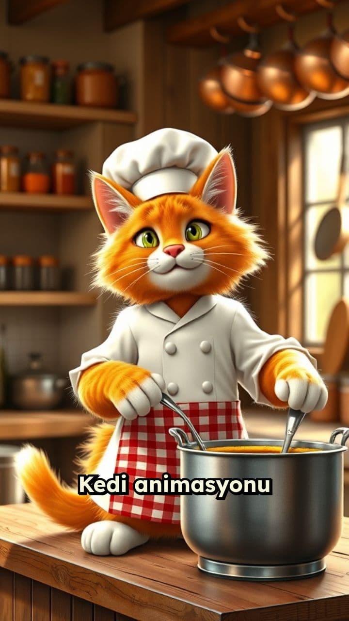 Kedi Yemek Yaparken Animasyonu