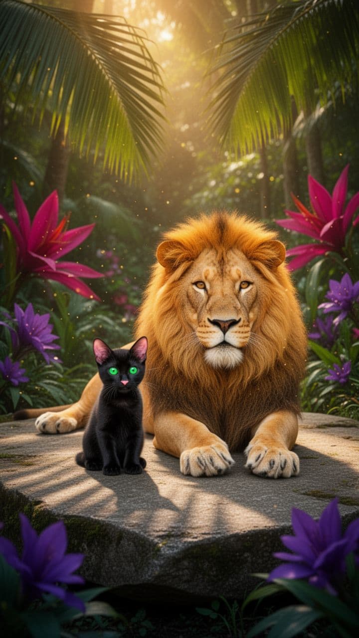 The Lion and the Tiny Kitten