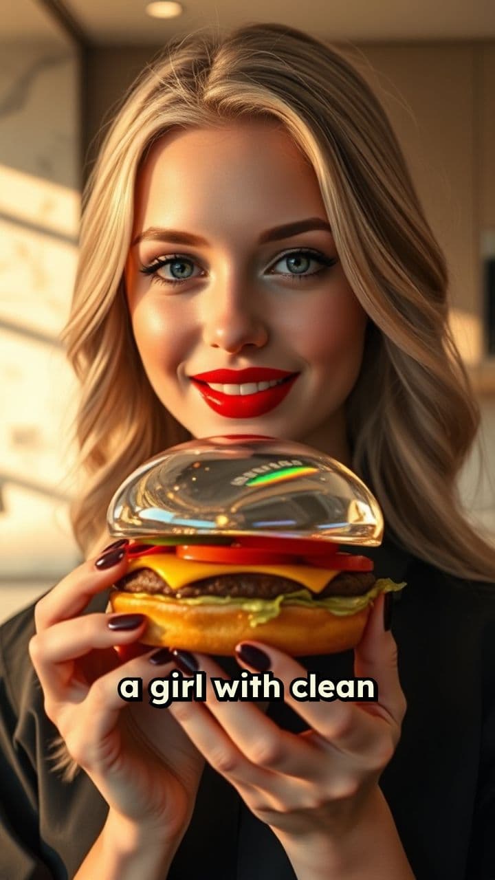 Biting a Shiny Glass Burger