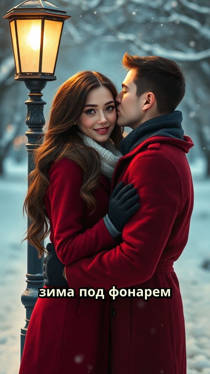 Зимняя любовь под фонарем