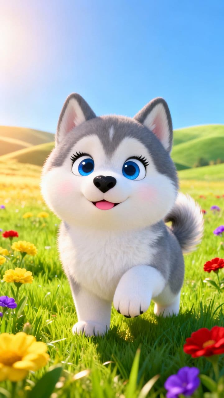 The Happy Bouncing Husky Puppy