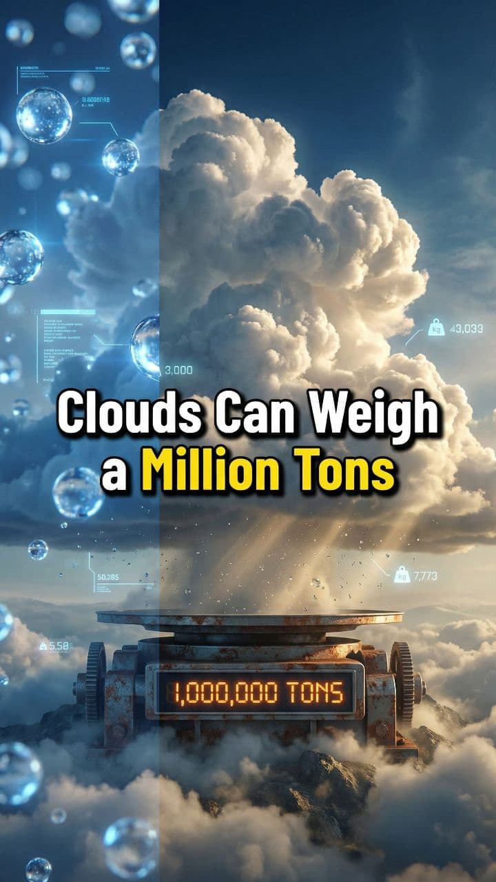 Clouds Can Weigh a Million Tons #didyouknow #sciencefacts #naturefacts #weatherfacts #mindblowingfacts #factsdaily #learnontiktok #earthfacts #weirdscience