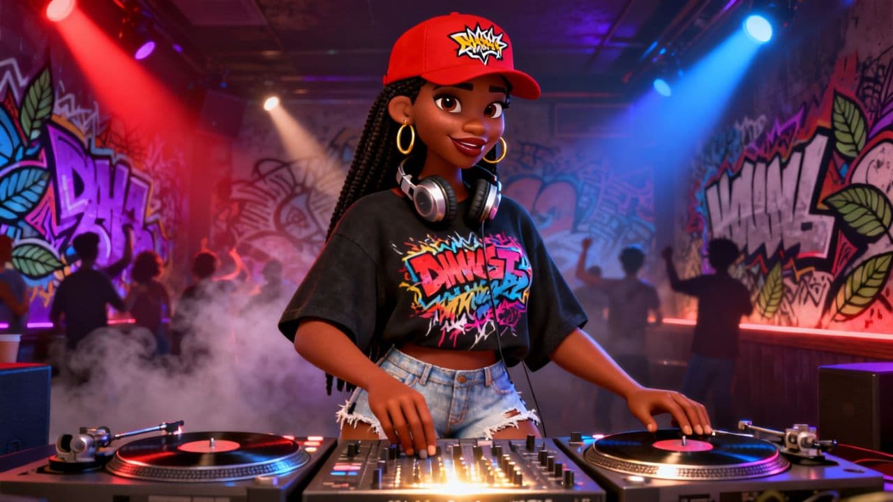 DJ Pretty Mama in Red Cap