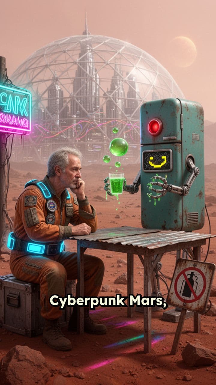 Cyberpunk Mars Comedy Scenes