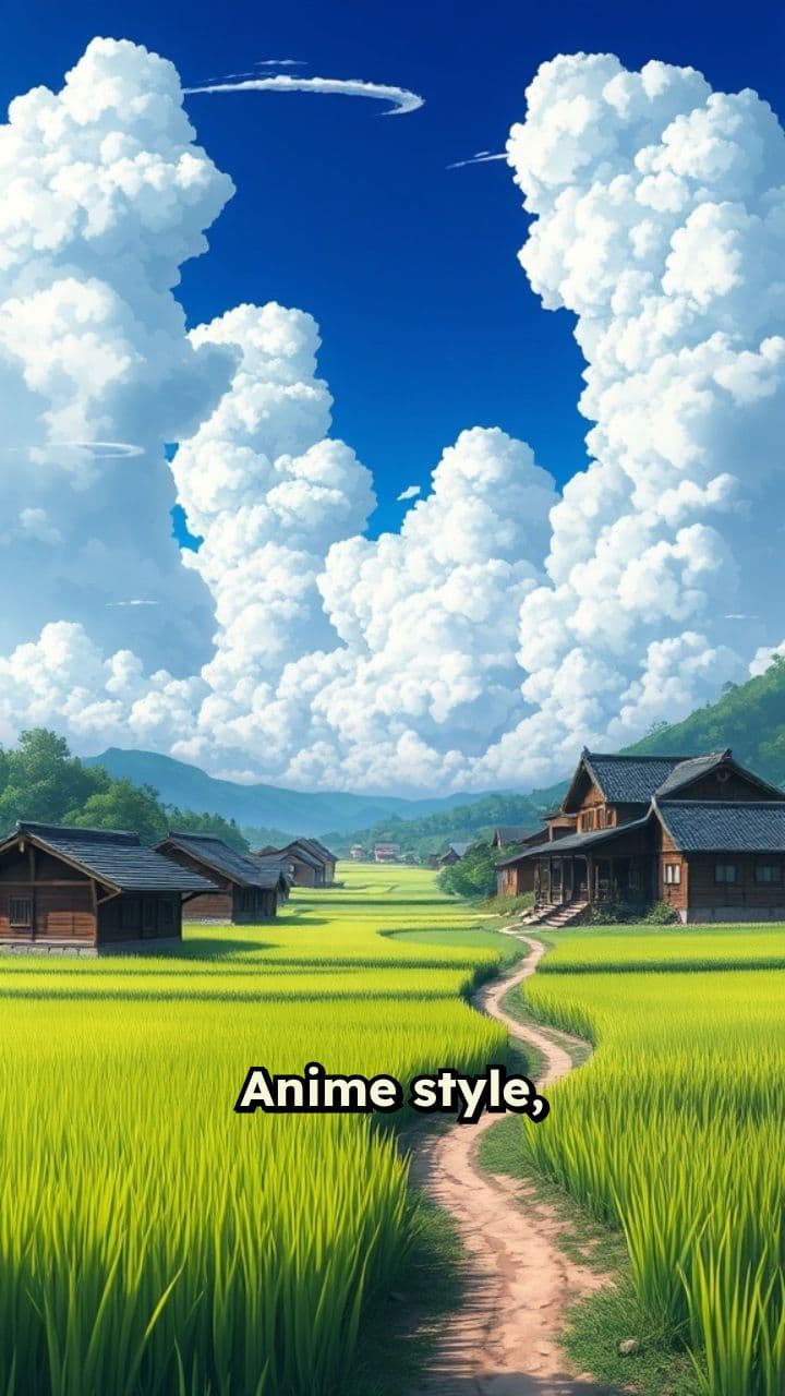 Serene Countryside Village in Anime Style