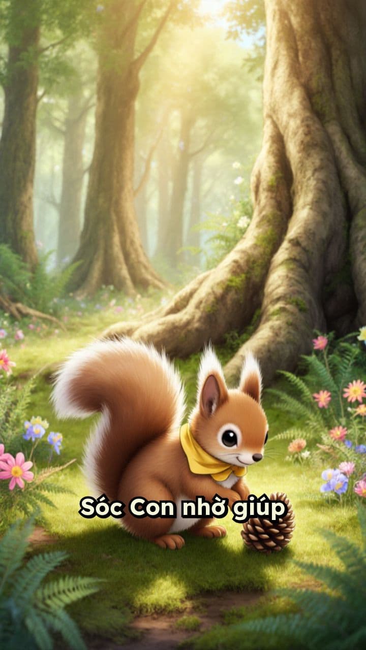 Thỏ giúp Sóc Con lấy quả thông