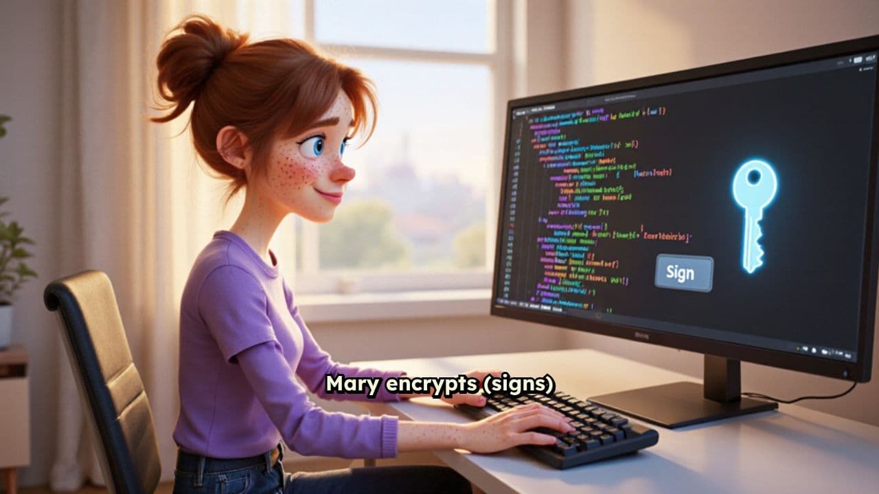 Mary's Digital Signature Authentication Process