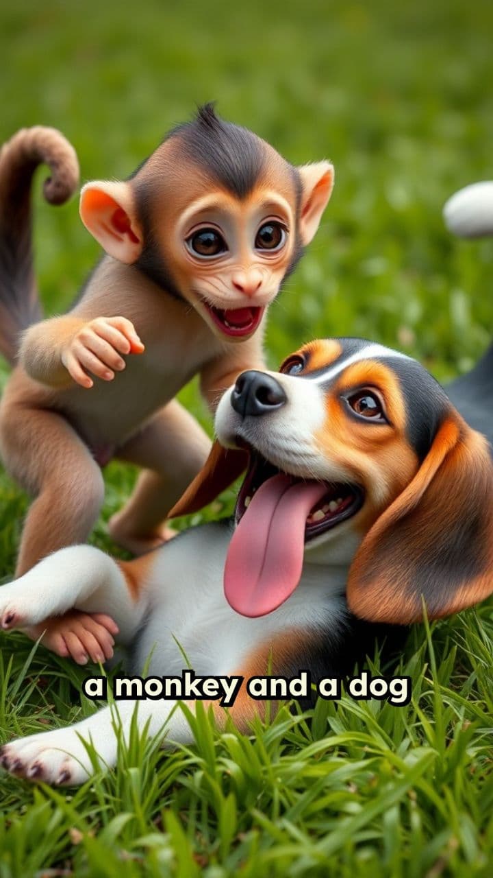 Playful Monkey and Dog