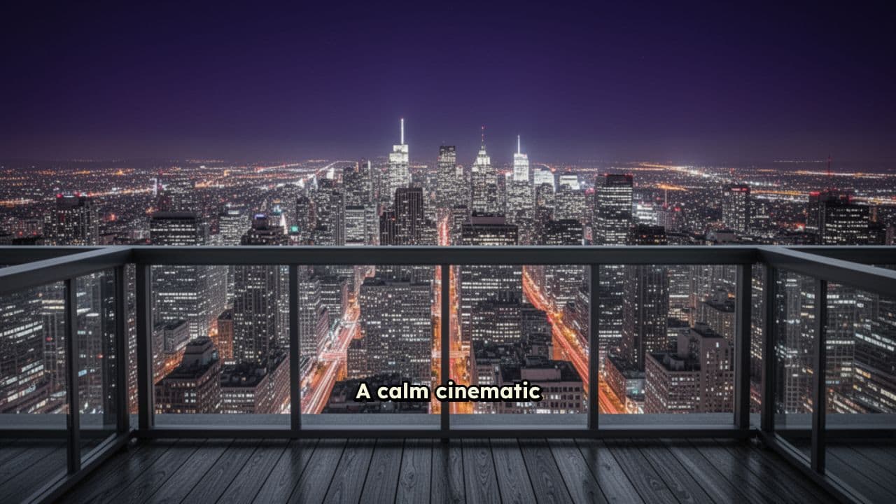 Neon Skyline Balcony Night