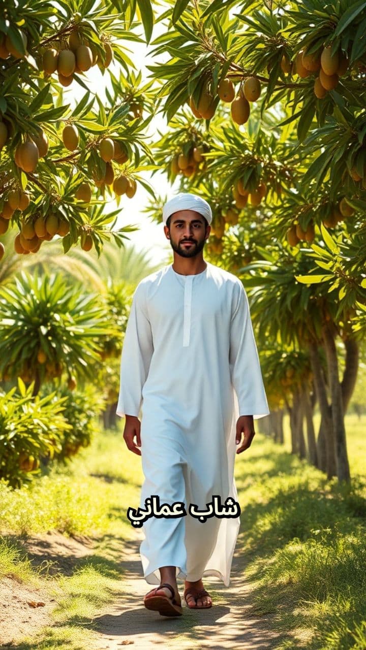 شاب عماني بين الأشجار المثمرة