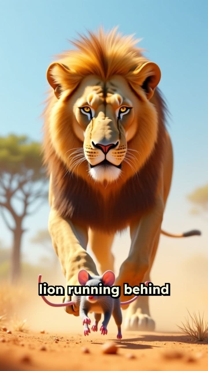 Lion Chasing Rat