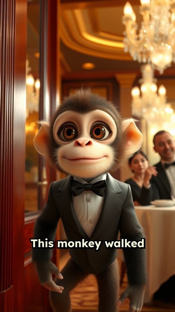Tuxedo Monkey Shocks Five-Star Restaurant