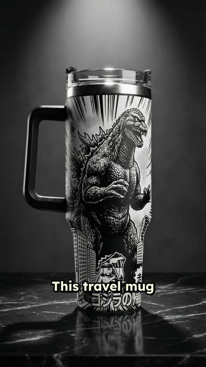 Vintage Godzilla Comic Travel Tumbler
