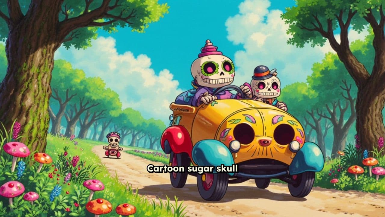 Sugar Skull Clowns in a Car