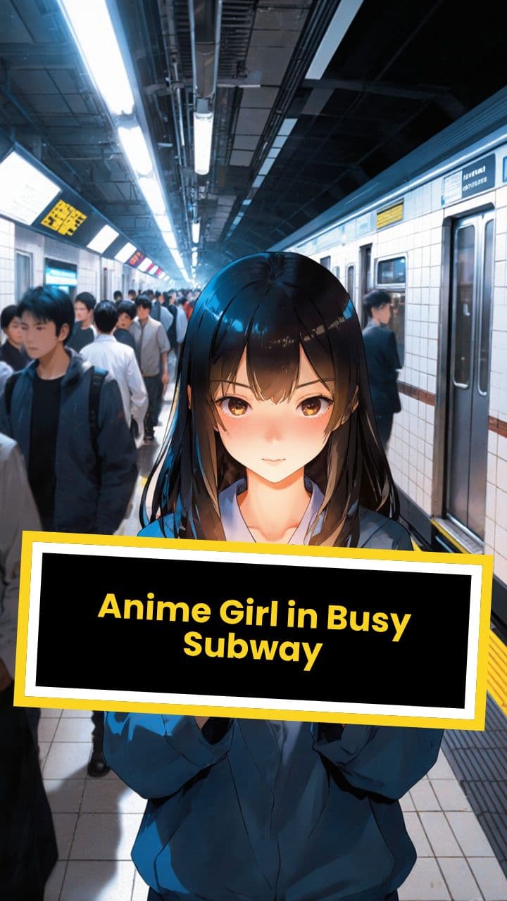 Anime Girl in Busy Subway