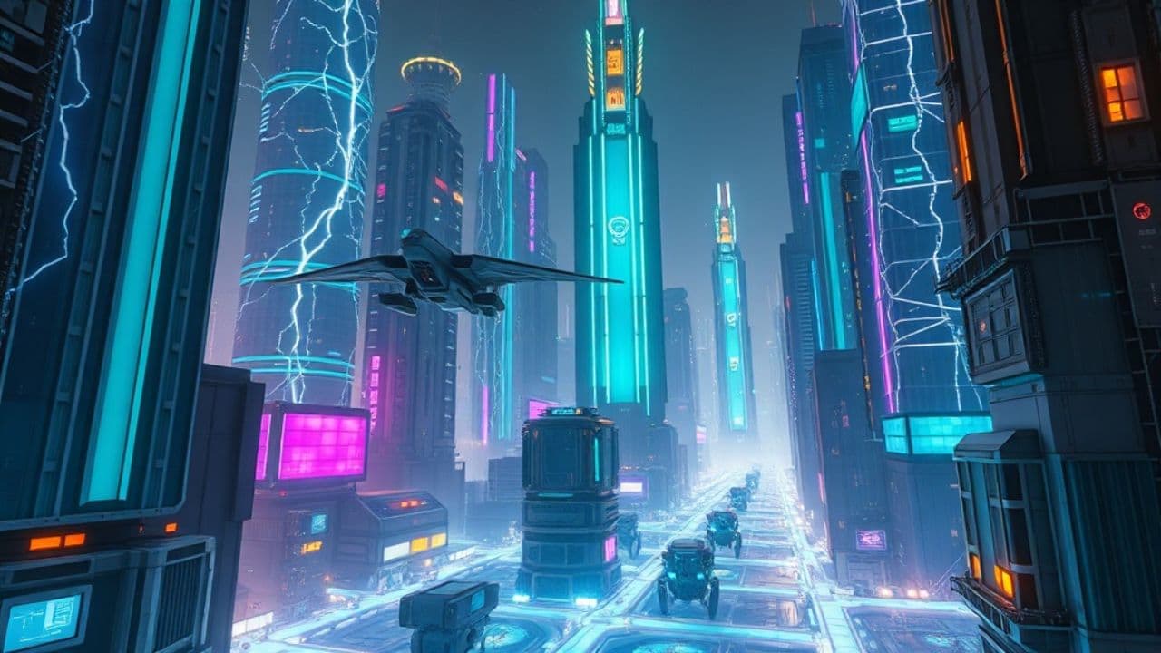 Pikachu in the Futuristic City