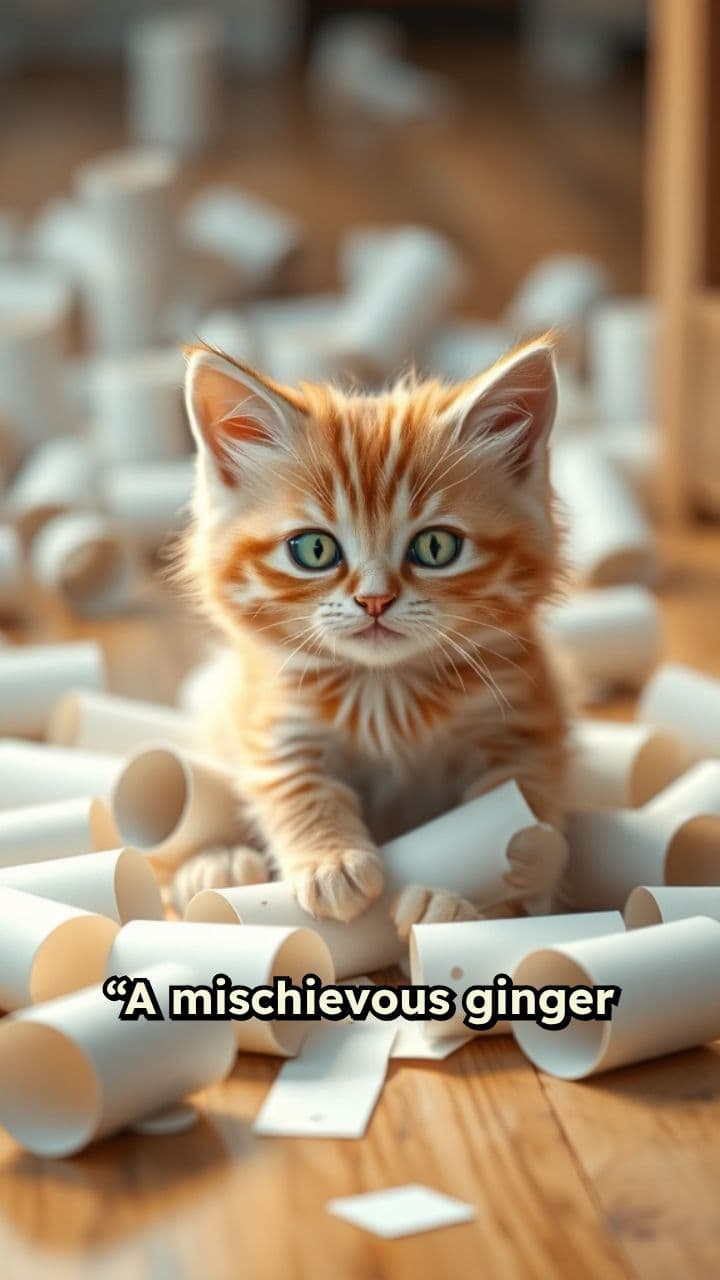 Playful Kitten's Toilet Paper Adventure