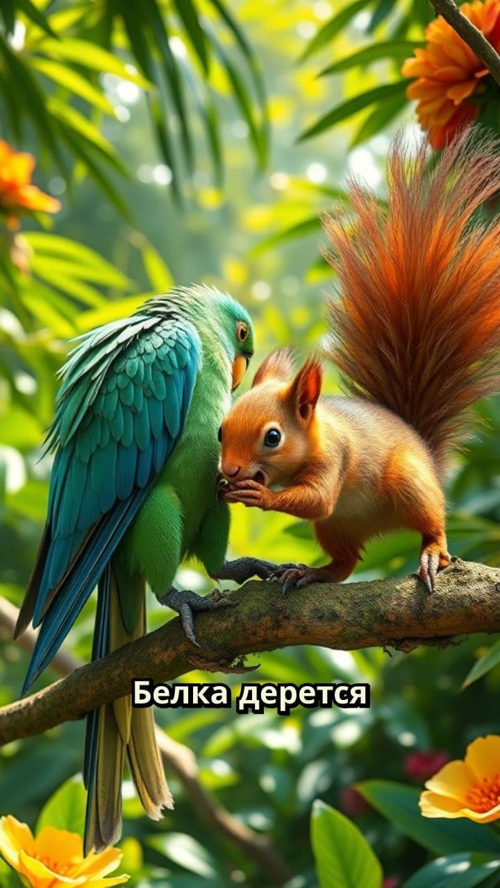 Белка против попугая