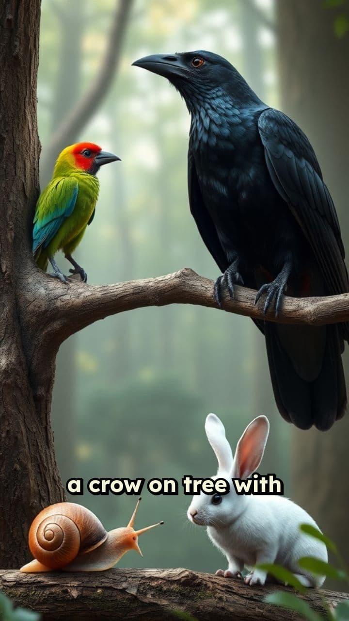 Crows and Parrots Debate Snail vs. Rabbit