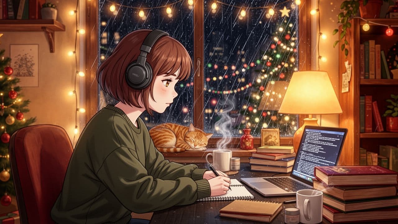 Estudio en Noche Lluviosa