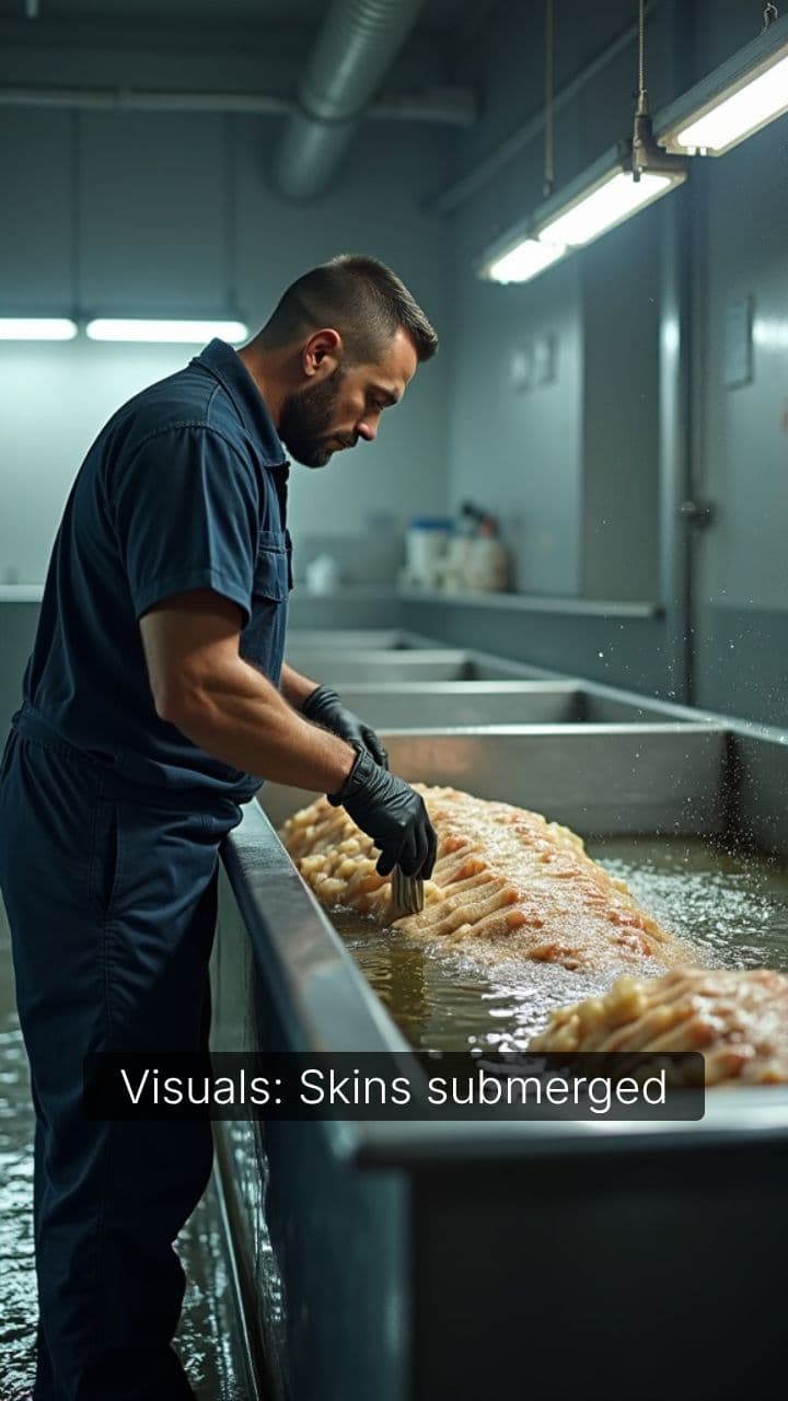 Crocodile Skin Processing in Water Tanks