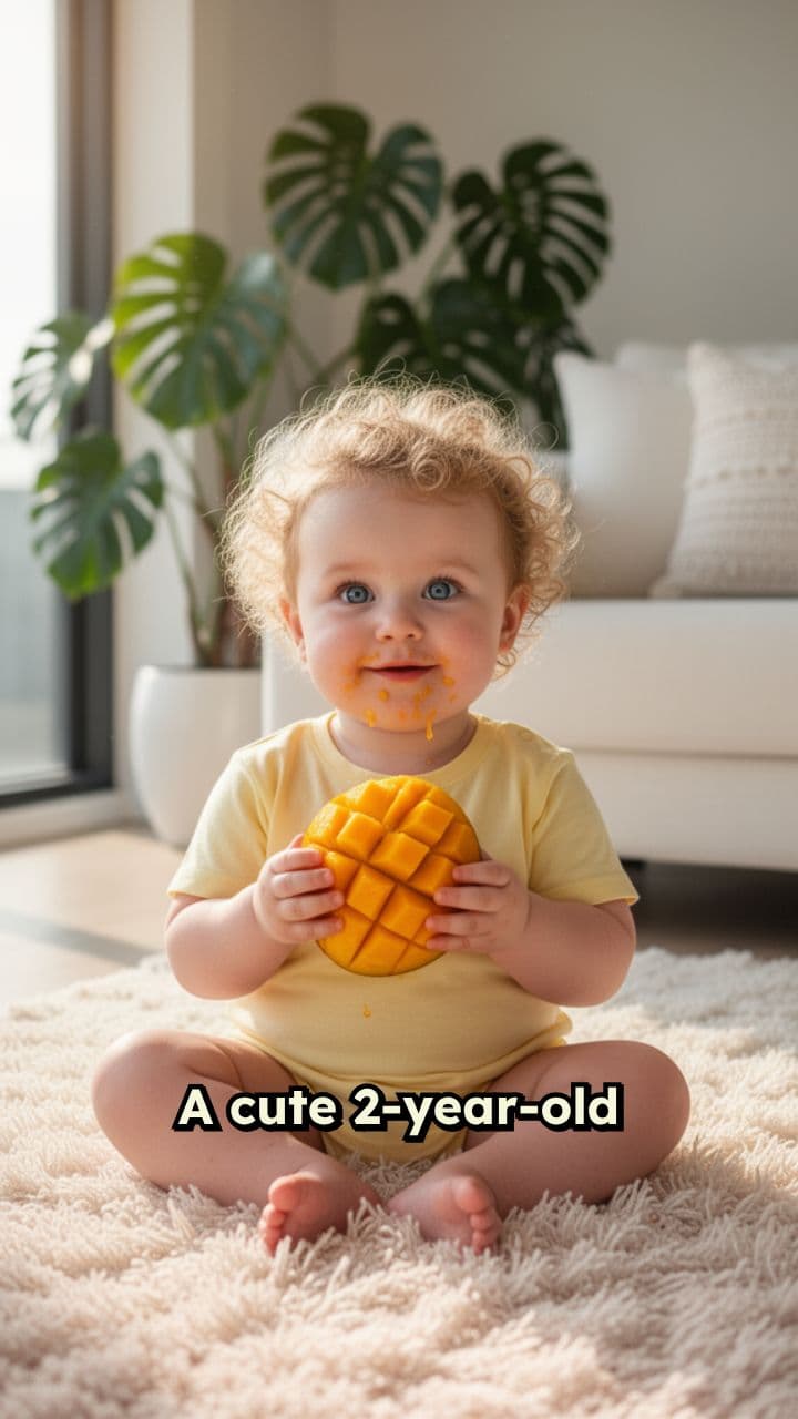 Baby Laughs After Mango Bite