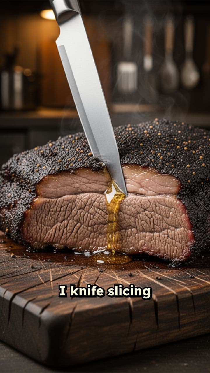 Slow Brisket Slicing Close-Up