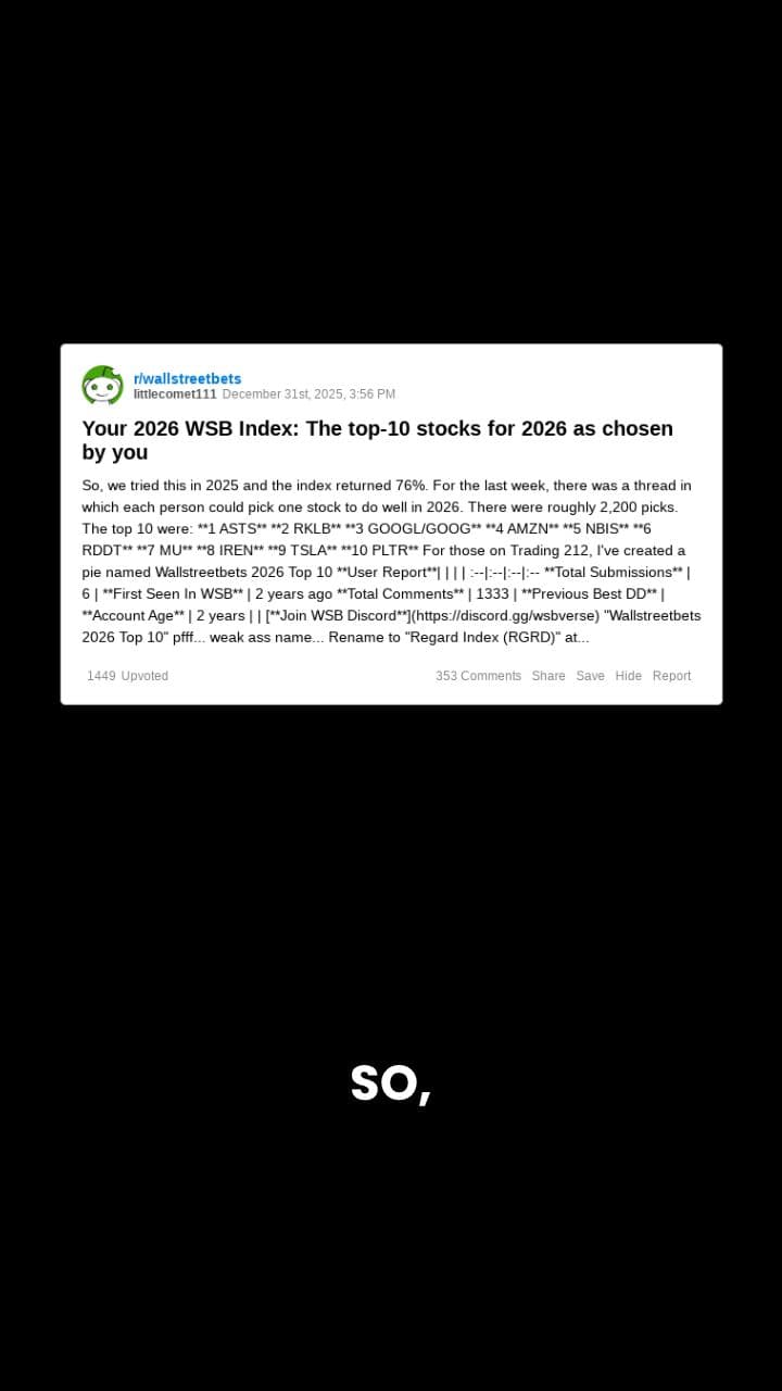 Wallstreetbets 2026 Top 10 Picks