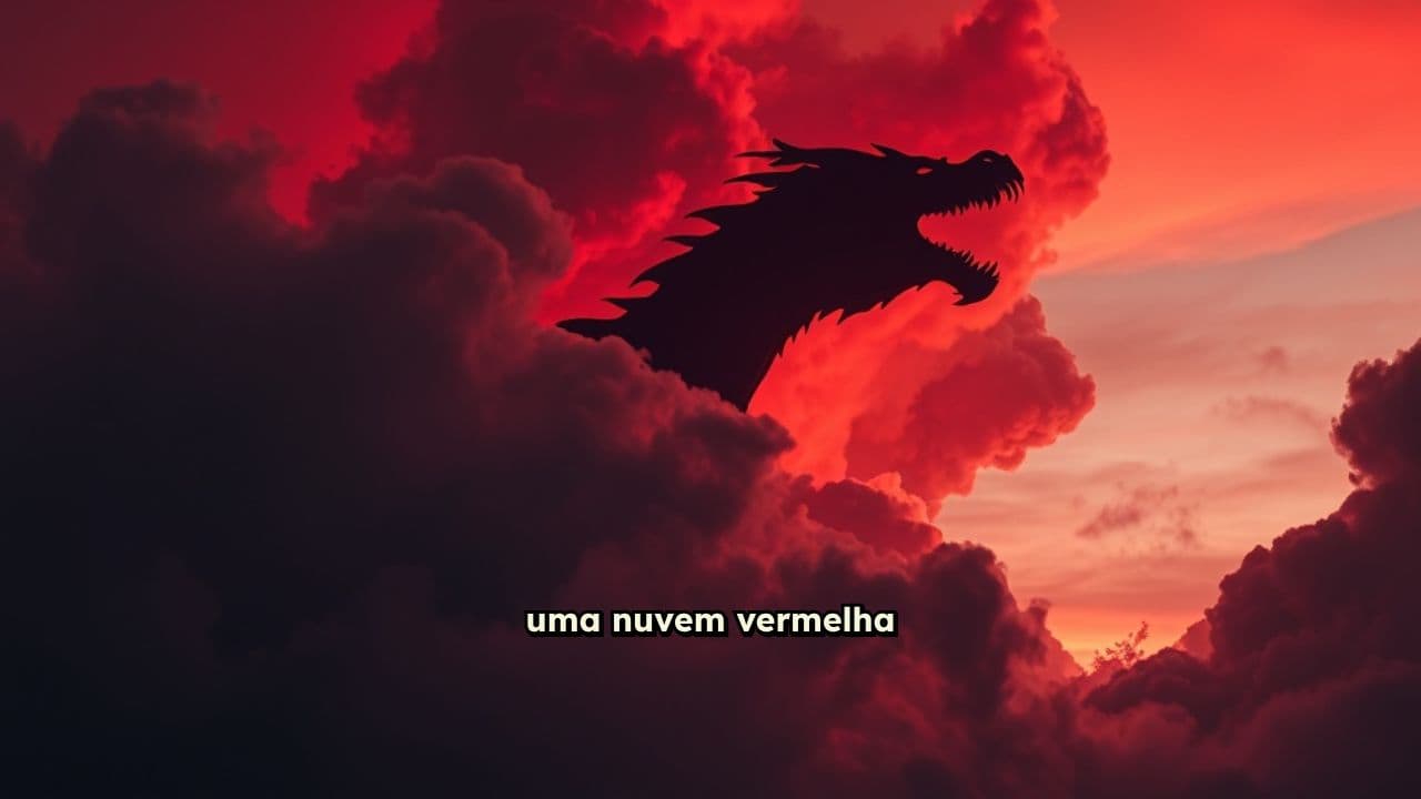 Dragão Rugindo na Nuvem Vermelha