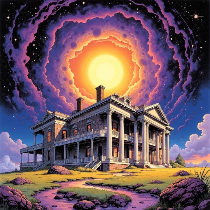 Cosmic Country Mansion with Golden Driveway