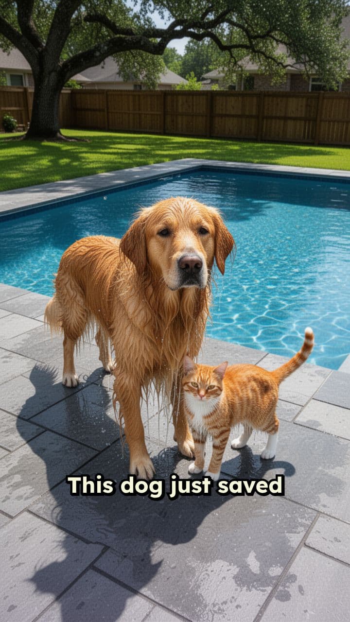 Dog Saves Drowning Cat on Camera