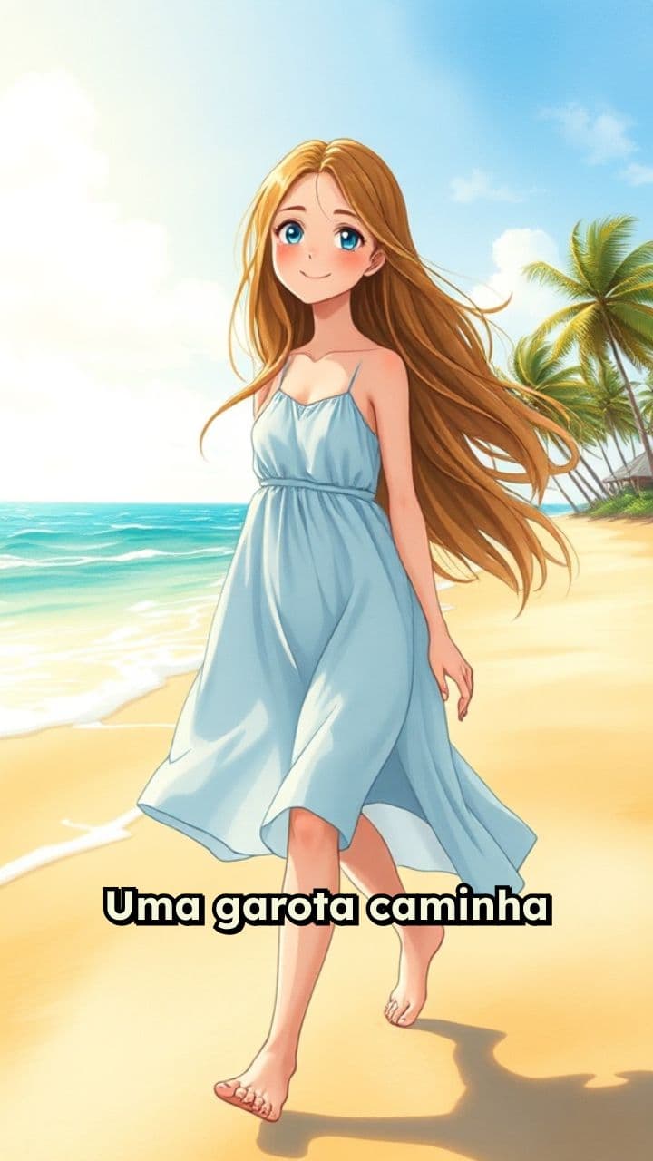 Garota na Praia Cantando e Dançando