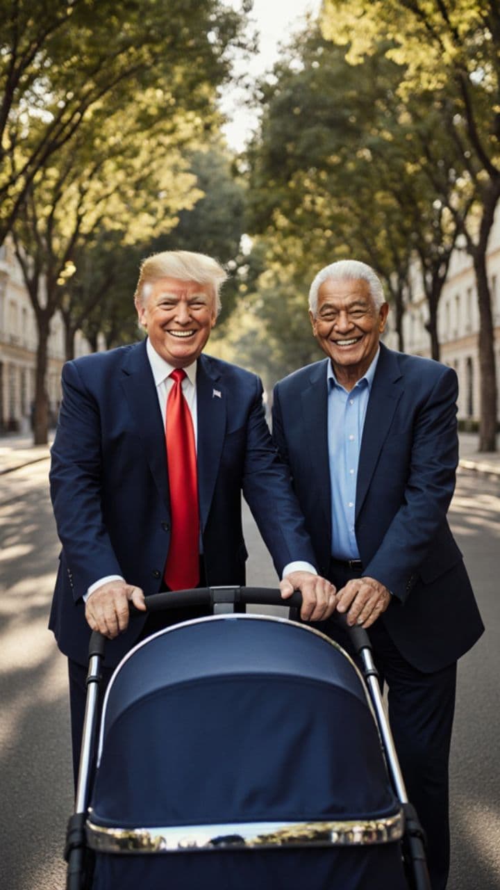 Trump e Lula com Carrinho de Bebê