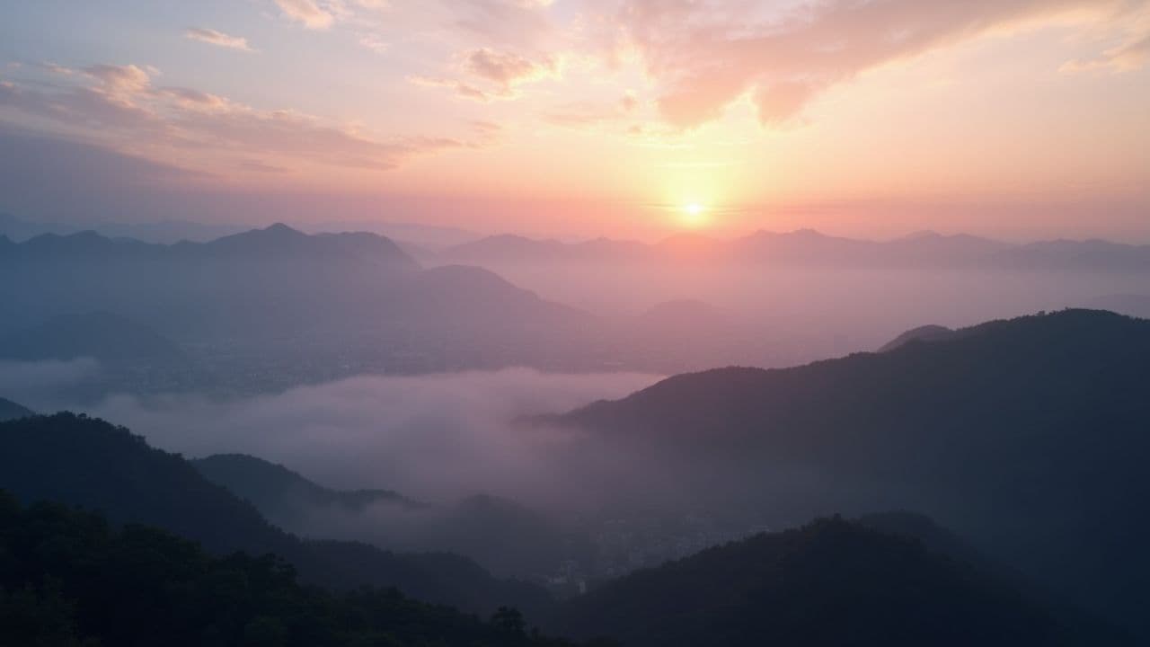 Medellín Sunrise: Aerial View