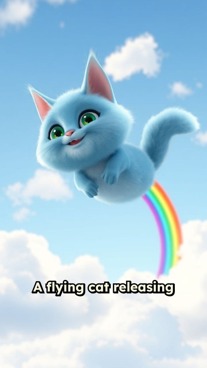 Gato Voador e Arco-íris na Cauda