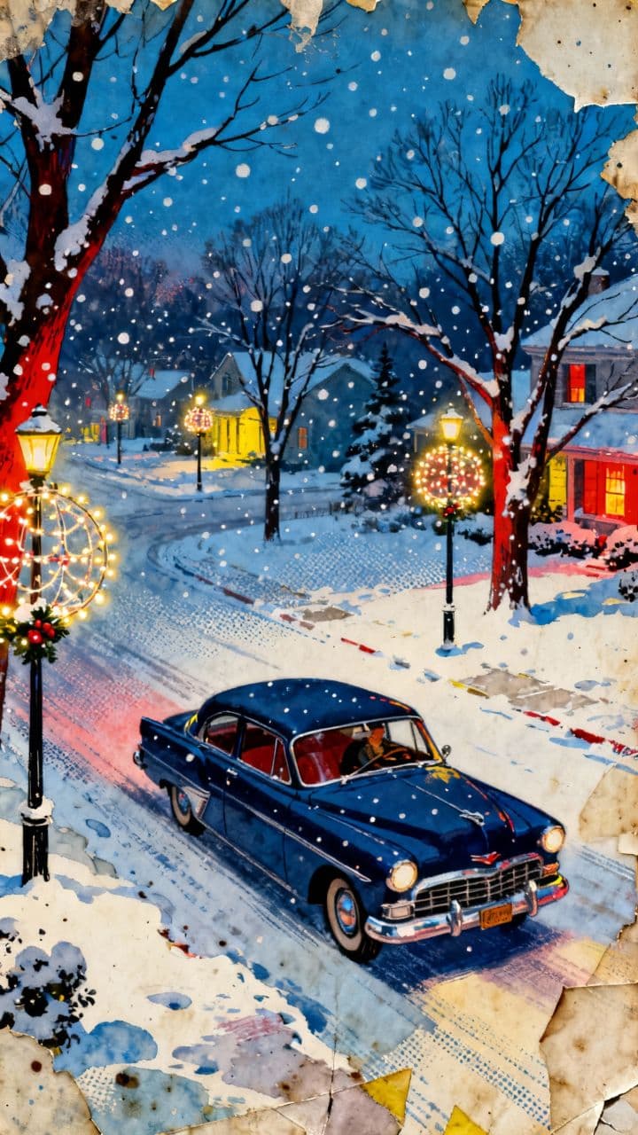 Schneefahrt mit Blaulicht