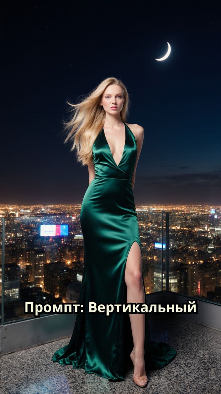 Ночной силуэт на крыше небоскрёба